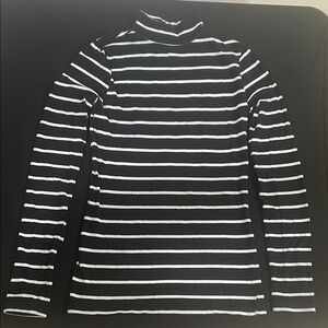 Splash Black and White Fitted Ribbed Long Sleeve Tee